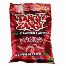 Tangy Zangy Sour Strawberry Twisties 127g